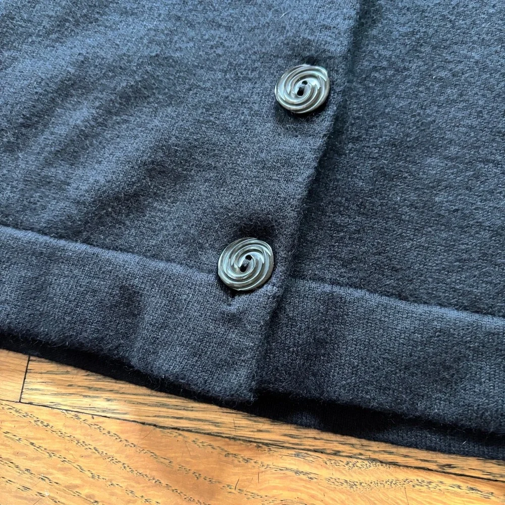 J. Jill Womens Small Petite Black Ruffle Trim Button Front Cardigan‎ Sweater